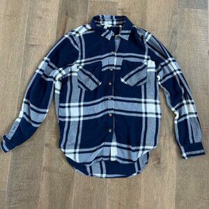 Lucky Brand Button Up Shirt Womens Size XSmall Blue Long Sleeve Flannel